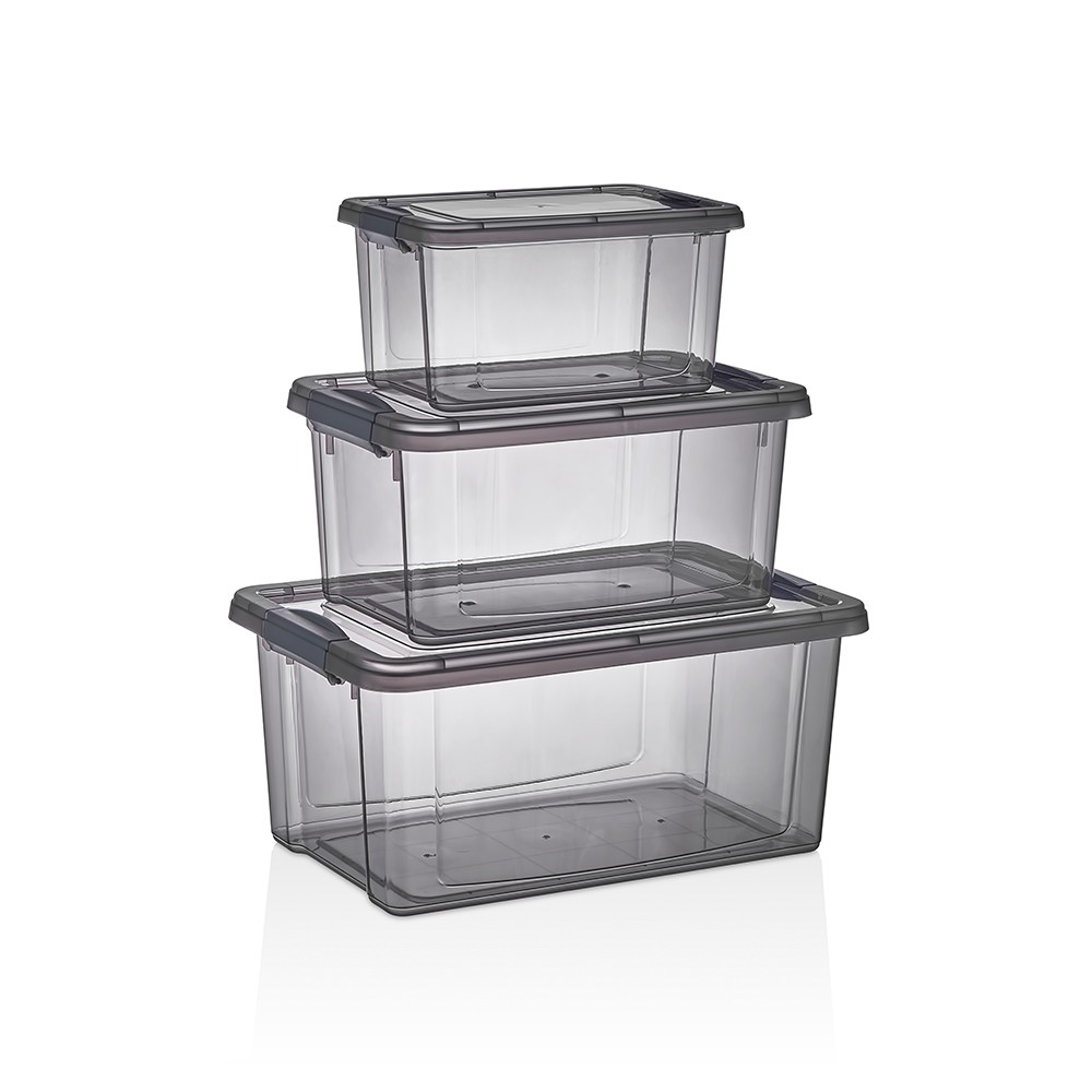 Fresh & Clink Saklama Kabı Gri 3’Lü Set
